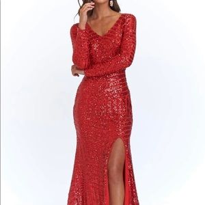 Red Sequin Prom Dress